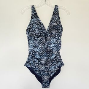 NIPTUCK Blue and white One-piece Swimsuit Size